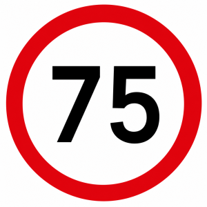 Vytvoř kruhouvou značku s číslem 75 pouze kruh