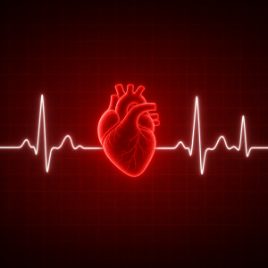 Bila Ekg krivka, se srdickem bez textu, pouze obrazek, ta krivka je bila