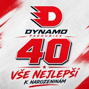 Znak Dynamo Pardubice. Velká číslice 40. Vše nejlepší k narozeninám