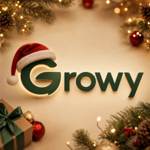 Chci, aby na obrázku bylo logo https://growynet.cz jen to géčko a rowy, takže vlastně Growy a nějakou vánoční tématiku