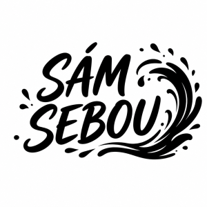 udělej nápis SÁM SEBOU a k tomu doplň vlnu jako šplouchnutí od vody. Nápis bude černé barvy