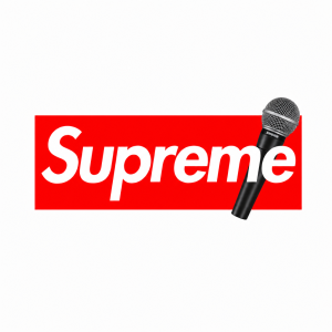 logo supreme s mikrofonem