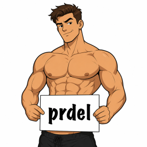 Vyrýsované tělo muže cartoon styl
Text: bude prdel