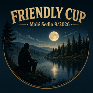 Nadpis :
FRIENDLY CUP
Malé Sedlo 9/2026
A pod tímto nápisem logo rybáře u vody a lesni krajinou a klidne mesic