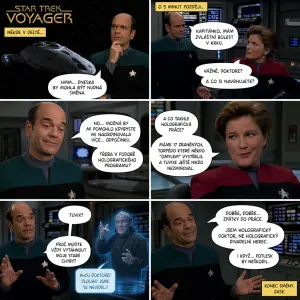 Motiv Star Trek Voyager kde je Doktor z tohoto seriálu a snějakým ftipným scénářem
