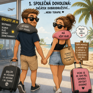 Humorný párový obrázek k 1. společné dovolené