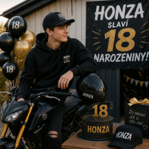 Honza slaví 18 narozeniny jezdí na motorce nosí kšiltovky