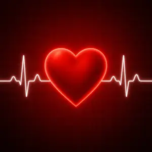 Bila Ekg krivka, se srdickem bez textu, pouze obrazek, ta krivka je bila
