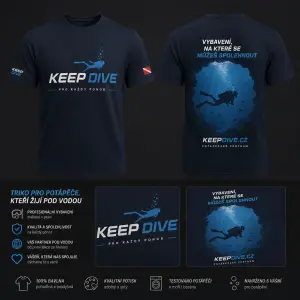 na webu www.keepdive.cz se inspiruj a navrhni potápěčské reklamní triko