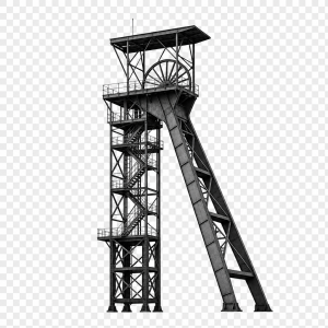 Důlní věž Ostrava černobílá, bez pozadí
