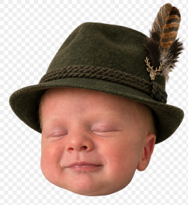 Odstran černé pozadí a nech jen hlavu s kloboukem