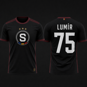Na začátku vytvořit Logo Sparta a ze zadu nápis Lumír a pod tím číslovka 75