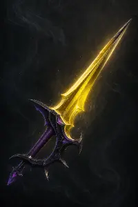 Detailní fantasy dýka ve stylu herního artu, temné pozadí, ostré detaily, herní zbraň Bloodletter z Albion Online