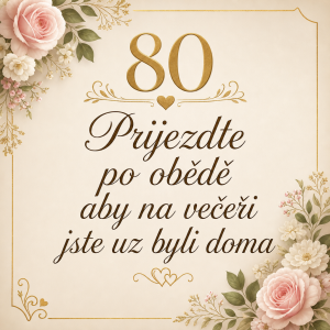 Potrebuji text " Prijezdte po obědě aby na večeři jste uz byli doma" chci to k 80 narozeninám moji babi