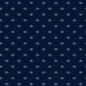 Ahoj, vytvoř mi, prosím, pattern na kravatu, pozadí tmavě modré se stříbrnými očičky, jednoduchý piktogram