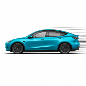 Obrys cernobily automobilu tesla y jen bocni pohled. Profesionalni vzhled v rychlosti .obarvy model na tyrkysovou modrou