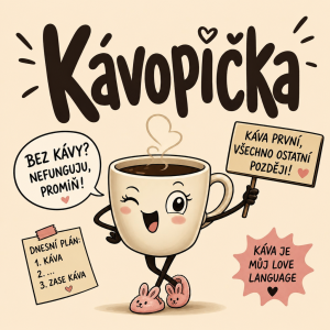 Humorný obrázek kde bude hlavně napsané kávopička