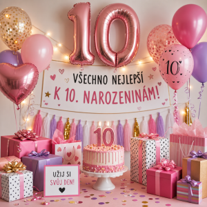 10.narozeniny, oslava, dárky, balónky