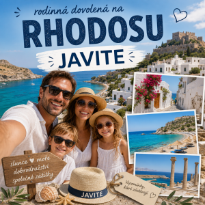 rodinná dovolená na Rhodosu, musí obsahovat text JAVITE