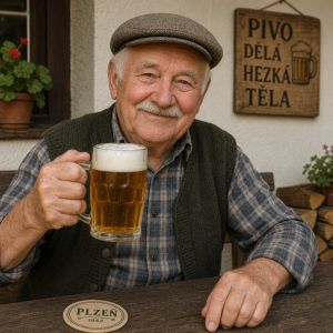 Dědeček s pivem