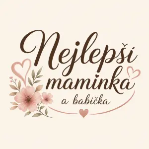 Nápis "Nejlepší maminka a babička" přičemž "nejlepší maminka" bude větším písmem a zbytek malým písmem a nějaký motiv