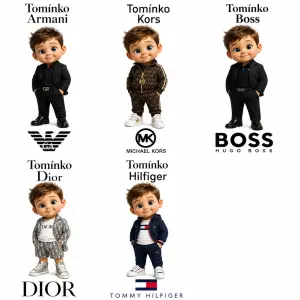Tomínko Armani, Tomínko Kors, Tomínko Boss, Tomínko Dior, Tomínko Hilfiger a pridej vzdy logo znacky bez pozadi