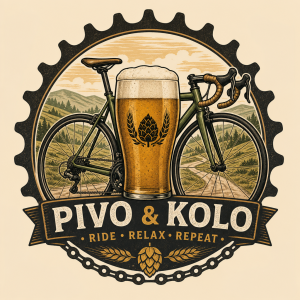 Kombinace piva a kola. Ciklosticky motiv