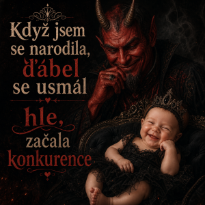 můžeš obrázek, ale tenhle text musí zůstat: Když jsem se narodila, ďábel se usmál: hle, začala konkurence
