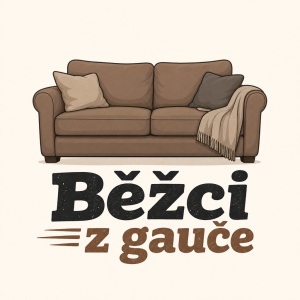Obrázek gauče a nápis Běžci z gauče