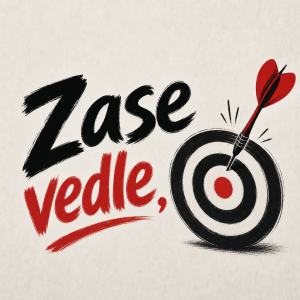 Nápis: Zase vedle , a motiv terče a šipky