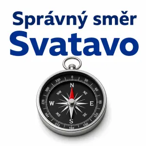 nápis Správný směr Svatavo a obrázek palcové busoly