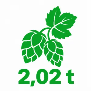 změň barvu na trávově zelenou a pod obrázek vlož ve stejné barvě stejně široký tučný text: 2,02 t