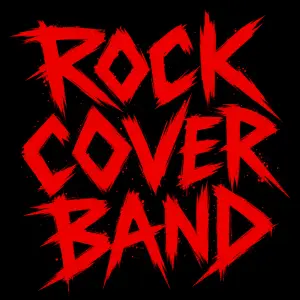 punkový nápis rock cover band, červené písmo