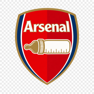 Logo Arsenalu, ale místo kanónu tam dejte kojeneckou láhev. Logo musí být transparentní, žádné pozadí.