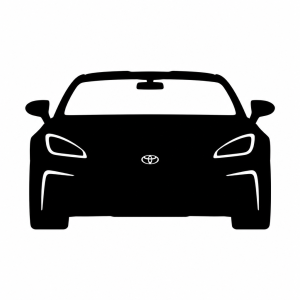 černá silueta vozu toyota gr 86 z čelního pogledu