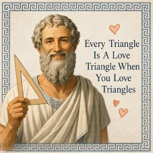 dej tam ten jeho citát Every Triangle Is A Love Triangle When You Love Triangles
a ať není tak smutný, z pravítka odeber písmena
