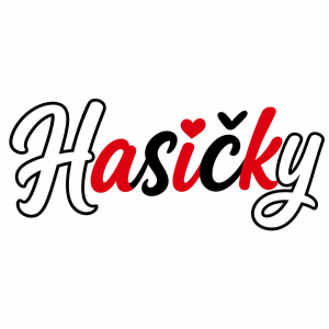 Hasičky veselá v kombinaci bila, černá, červená a jen napis bez obrázku