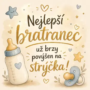 Chci to animované a žádné osoby jen napis nějak hezky a třeba okolo dětskou lahvičku a dudlík. Má to být jako oznámení tehotenství. Je to právě pro toho bratrance toho miminka