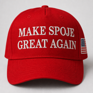 udělej tam text jako Make America Great Again, ale místo America tam bude Spoje