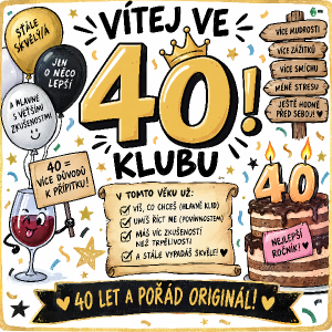 Vytvoř mi vtipný nápis k 40 narozeninám a ozdob ho