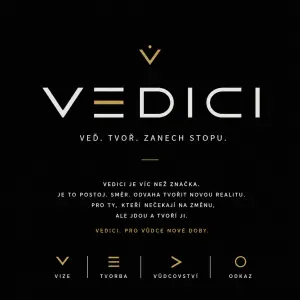 Stylový text novodobý a přesný úderný pro novou dobu název nové stylové značky bude VEDICI