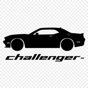 Udělej silueta dodge challenger 2016 a pod to Udělej nápis challenger - ať je pouze obrázek- bez pozadí