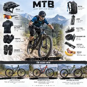 Horske kolo s cyklistou,okolo to co k tomu pa
tři vzor MTB