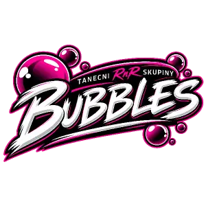 Napis tanecni RnR skupiny BUBBLES, moderni napis ktery pouziji na tricko, transparentni pozadi