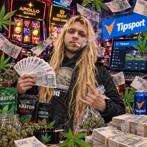 Nech pouze postavu, přidej okolo marihuanu, hraci automaty, tipsport, kratom a peníze