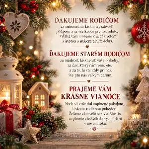 Poďakovanie rodičom, starým rodičom a prianie pekných vianoc pozadie vianočné
