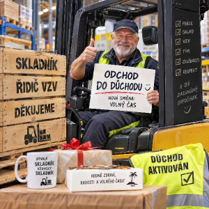 odchod do důchodu, skladník řidič vzv