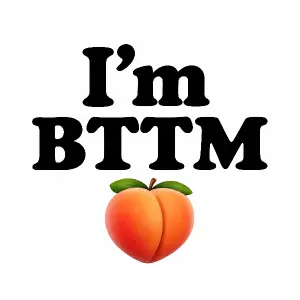 nápis "I'm BTTM" a emoji broskve