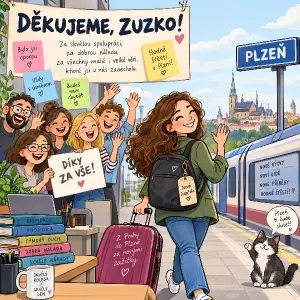 loučíme se s kolegyní Zuzkou, která odchází do plzně. Navrhni nějakou děkovací obrázek