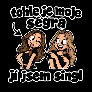 chci nápis tohle je moje ségra
jí jsem singl
ohraničit bíle, máme černé tričko. k tomu vtipný obrázek bez srdíček